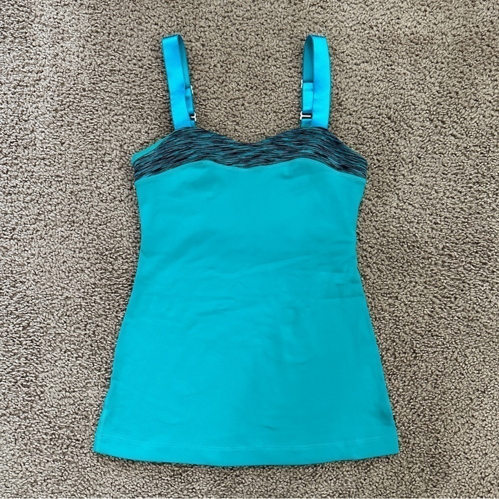 Lululemon Athletica Women's Teal Zeal Heart Shape Neckline Tank Top sz 4 - Picture 1 of 11